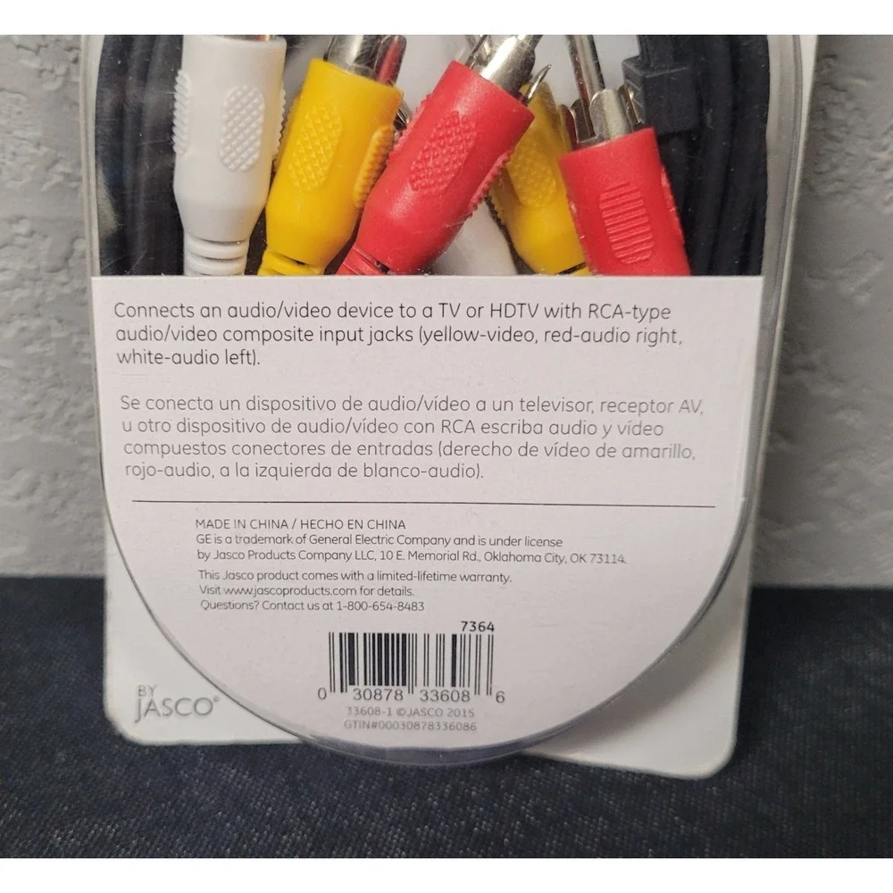 GE 6ft. Composite Audio/Video RCA Cable (Model: 33608) - New Open Package